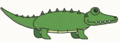 Finished cartoon crocodile drawing, coloured