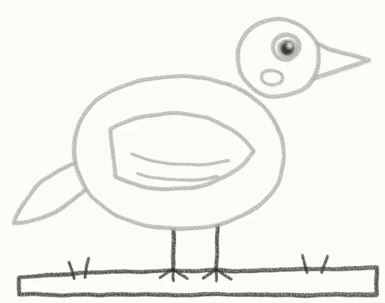 How to Draw a Cartoon Crow, step 6: draw the legs and ground