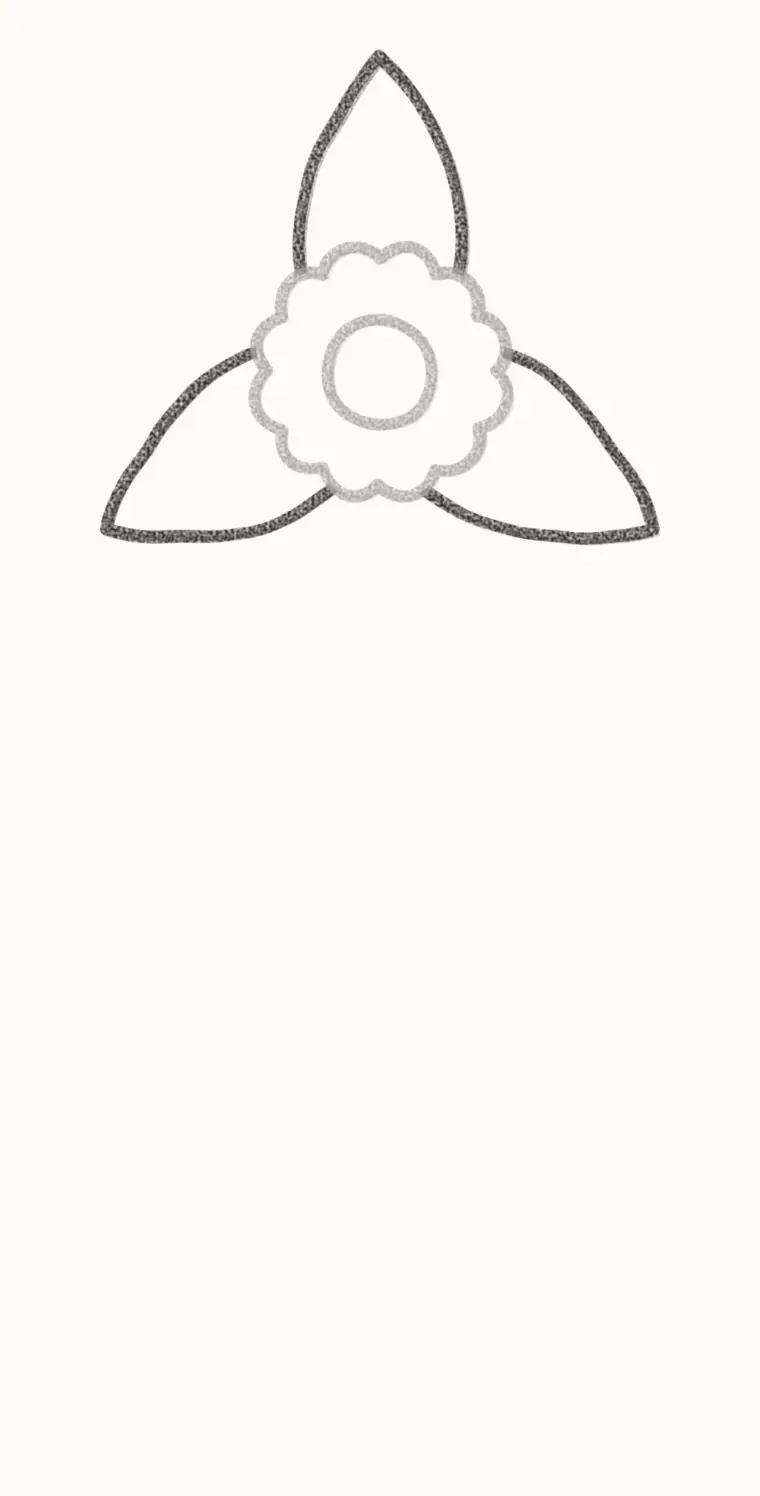 How to Draw a Cartoon Daffodil, step 3: draw three petals