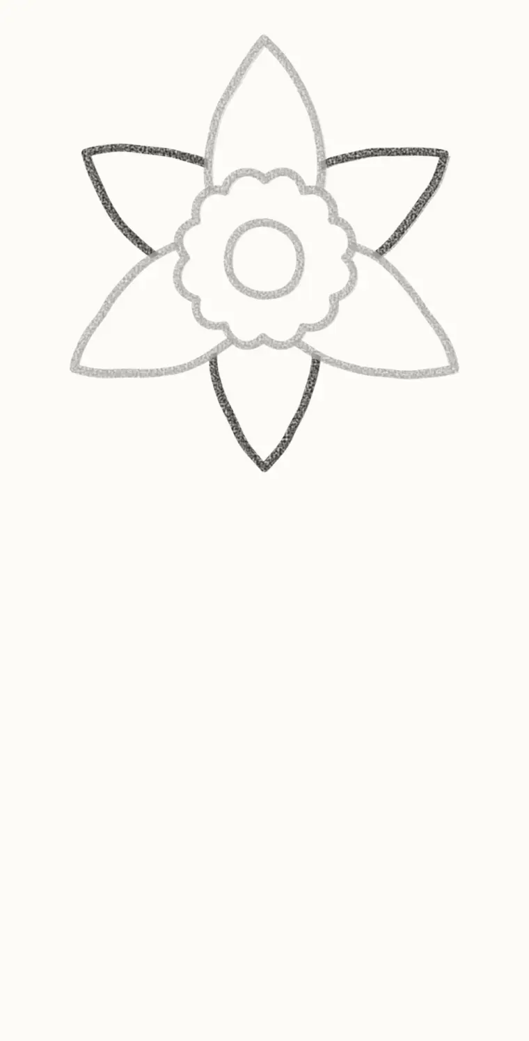 How to Draw a Cartoon Daffodil, step 4: add three more petals