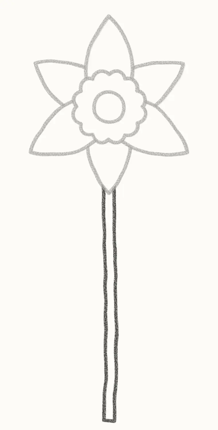 How to Draw a Cartoon Daffodil, step 5: draw the stem