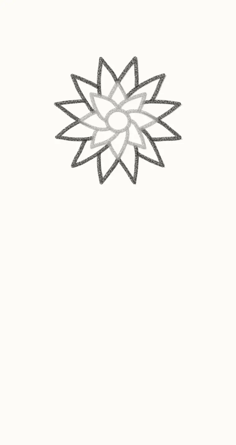 How to Draw a Cartoon Dahlia, step 2: add the middle ring