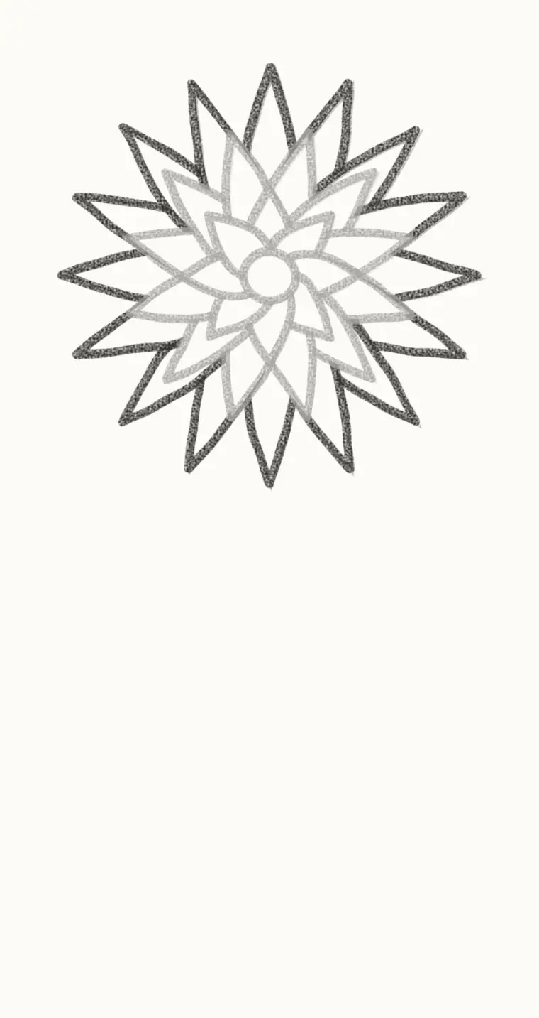 How to Draw a Cartoon Dahlia, step 3: draw the outer ring