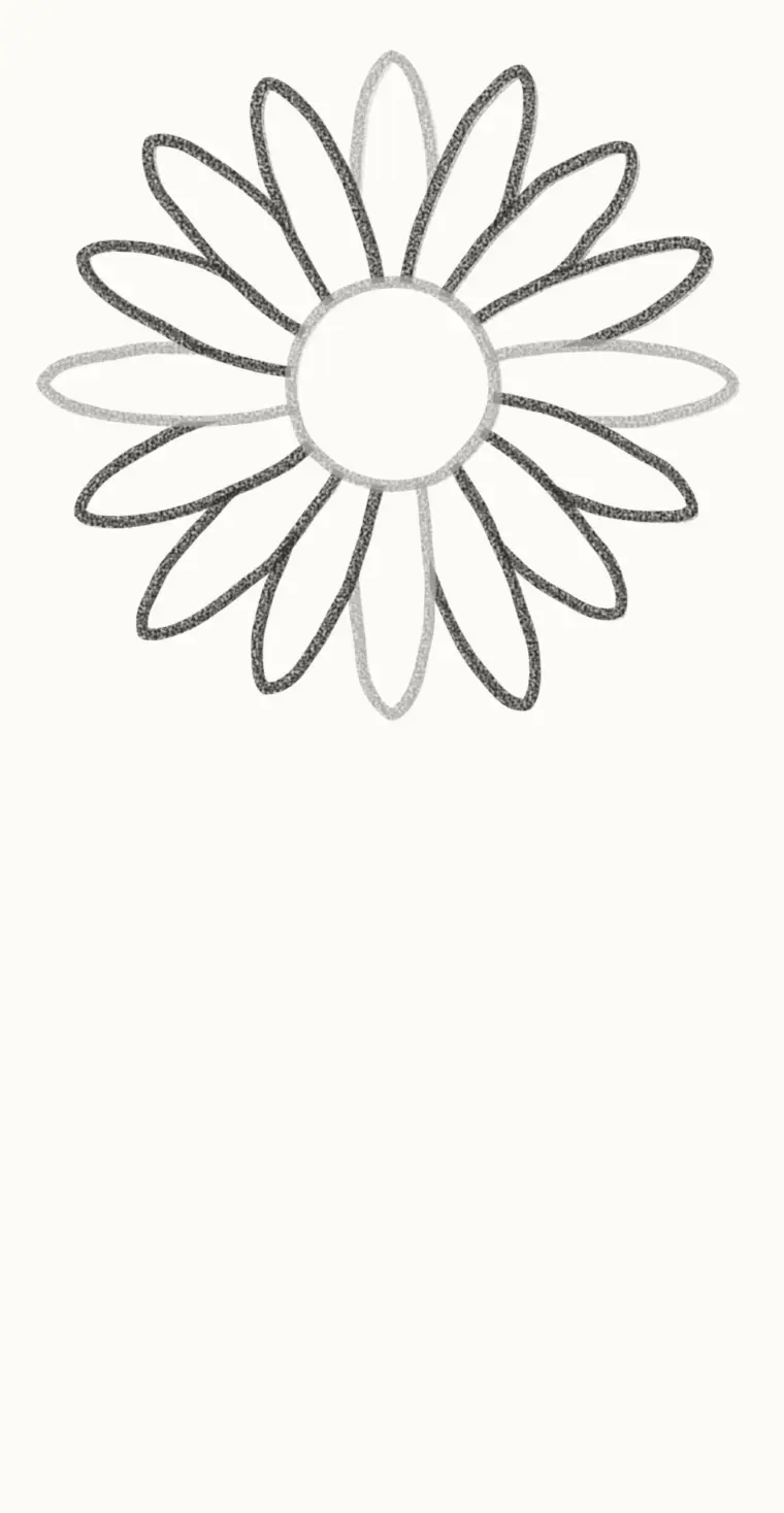 How to Draw a Cartoon Daisy, step 3: fill in the petals