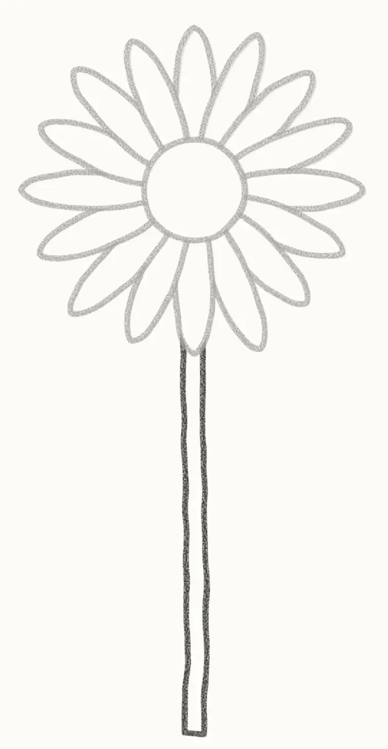 How to Draw a Cartoon Daisy, step 4: draw the stem