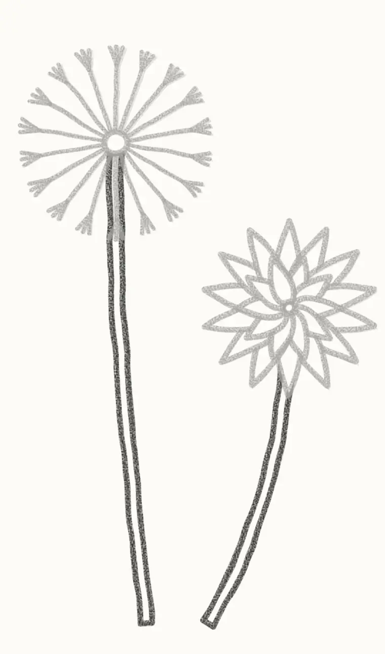 How to Draw a Cartoon Dandelion, step 5: draw the stems