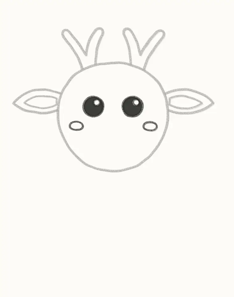 How to Draw a Cartoon Deer, step 3: draw the eyes