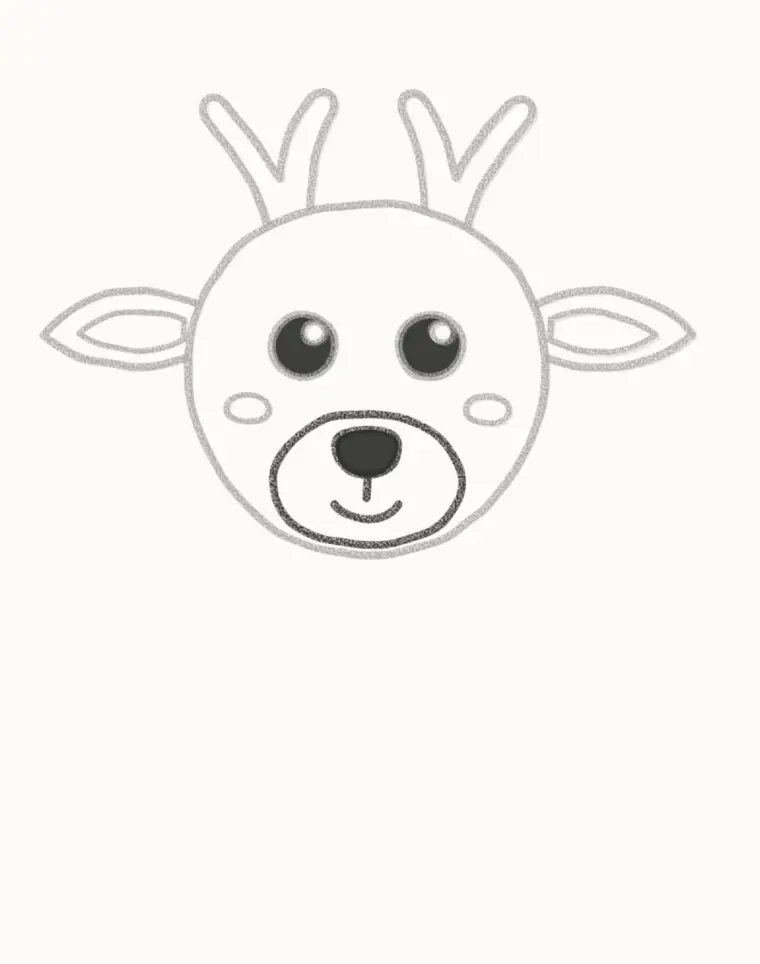 How to Draw a Cartoon Deer, step 4: draw the muzzle and nose