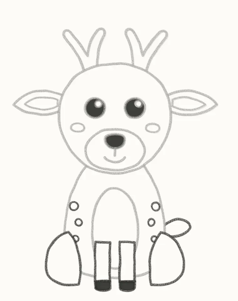 How to Draw a Cartoon Deer, step 6: add the legs, tail and spots