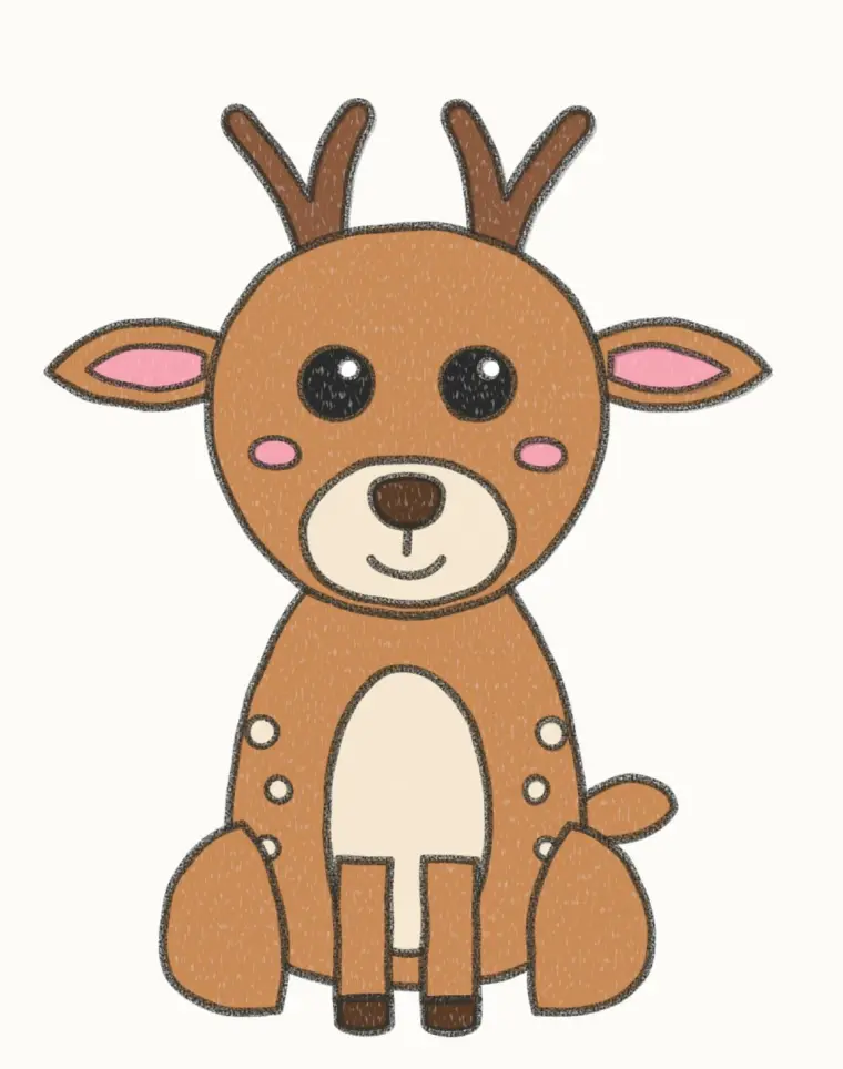 How to Draw a Cartoon Deer, step 7 of 7: color your deer, pencil drawing