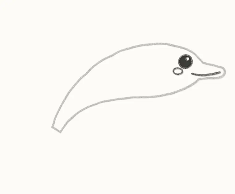 How to Draw a Cartoon Dolphin, step 2: draw the face