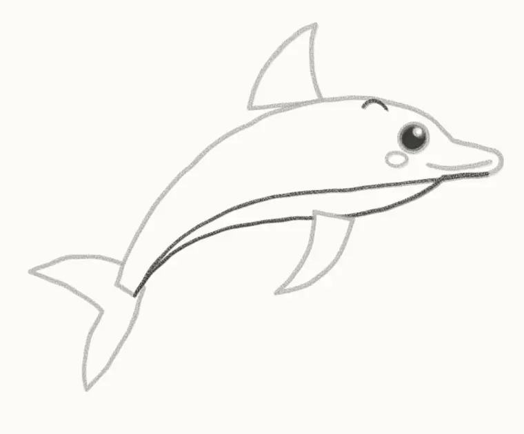 How to Draw a Cartoon Dolphin, step 5: add the belly