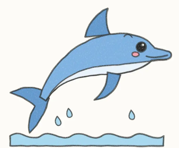 How to Draw a Cartoon Dolphin, step 7 of 7: color your dolphin, pencil drawing