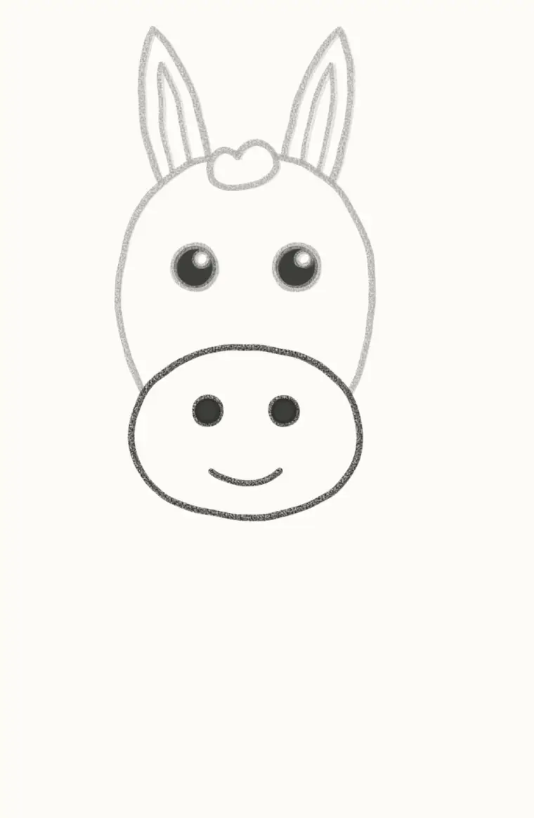 How to Draw a Cartoon Donkey, step 4: draw the muzzle