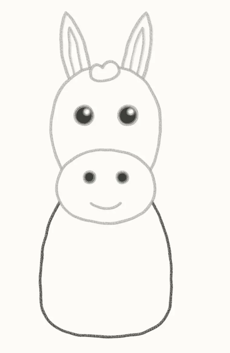 How to Draw a Cartoon Donkey, step 5: draw the body