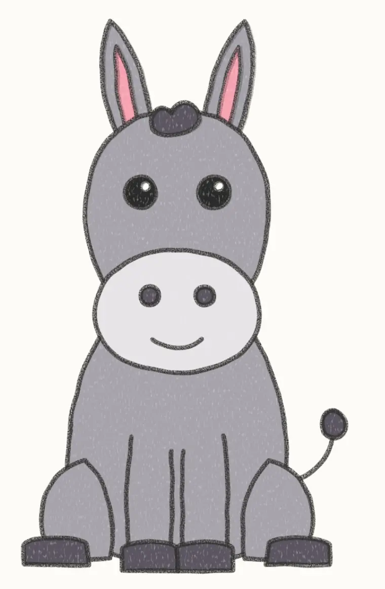 How to Draw a Cartoon Donkey, step 7 of 7: color your donkey, pencil drawing