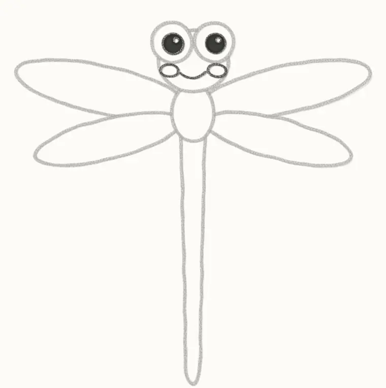 How to Draw a Cartoon Dragonfly, step 5: draw the face