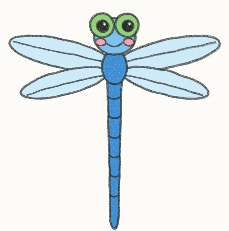 How to Draw a Cartoon Dragonfly, step 7 of 7: color your dragonfly, pencil drawing