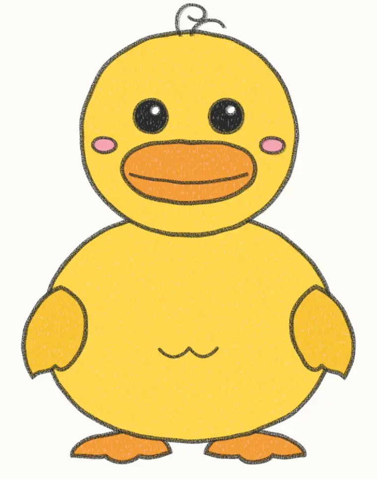 How to Draw a Cartoon Duck, step 7 of 7: color your duck, pencil drawing