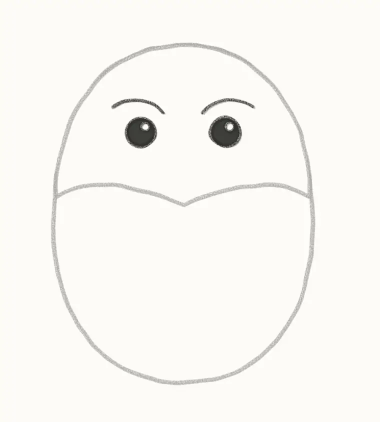 How to Draw a Cartoon Eagle, step 3: draw the eyes and brows