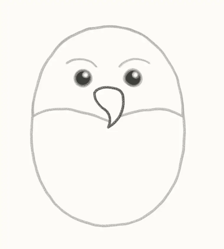 How to Draw a Cartoon Eagle, step 4: draw the hooked beak