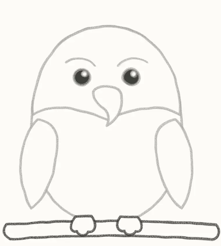 How to Draw a Cartoon Eagle, step 6: draw the feet and branch