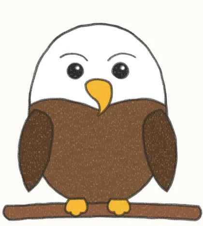 Finished cartoon eagle drawing, coloured