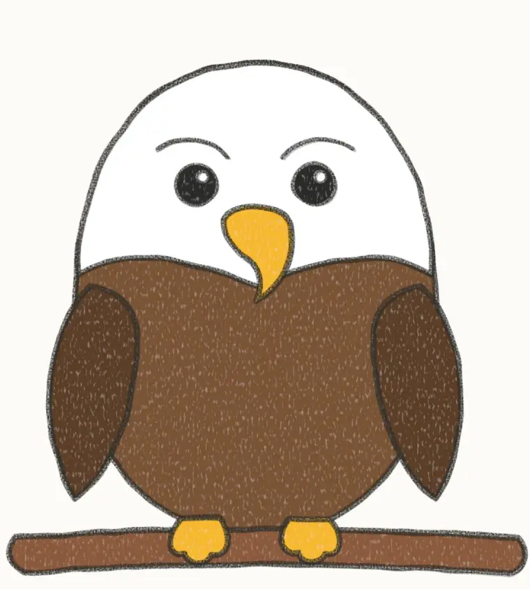 How to Draw a Cartoon Eagle, step 7 of 7: color your eagle, pencil drawing