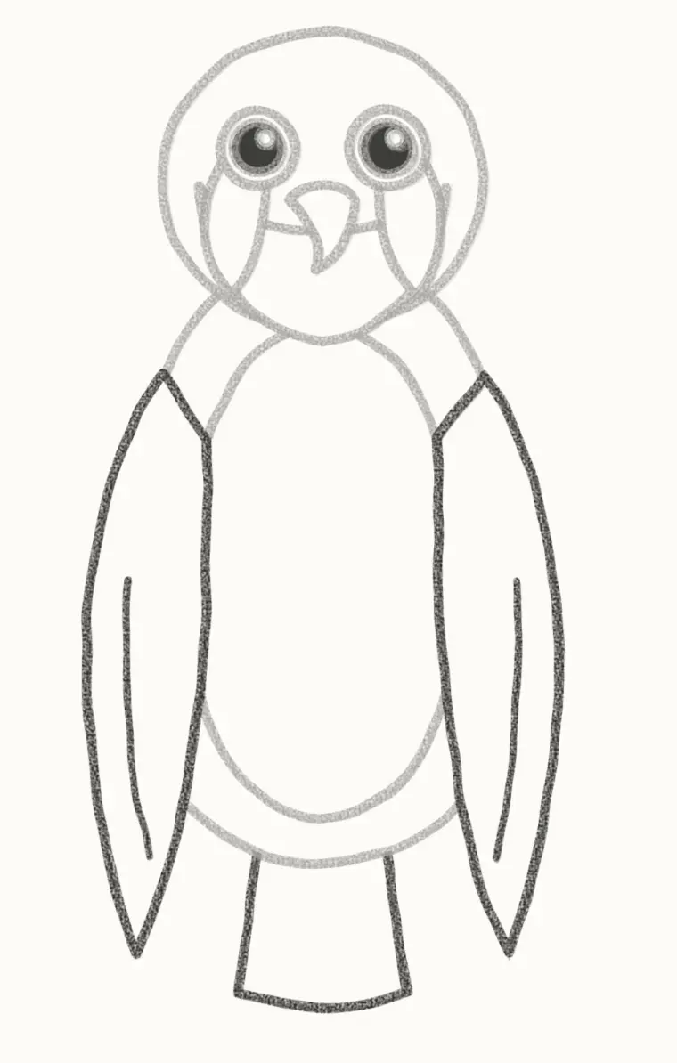 How to Draw a Cartoon Falcon, step 5: add the wings and tail