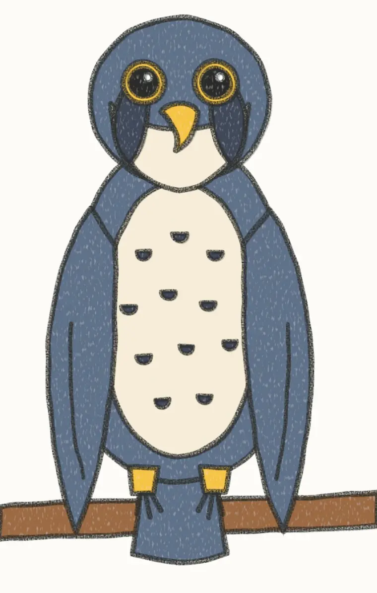 How to Draw a Cartoon Falcon, step 7 of 7: color your falcon, pencil drawing