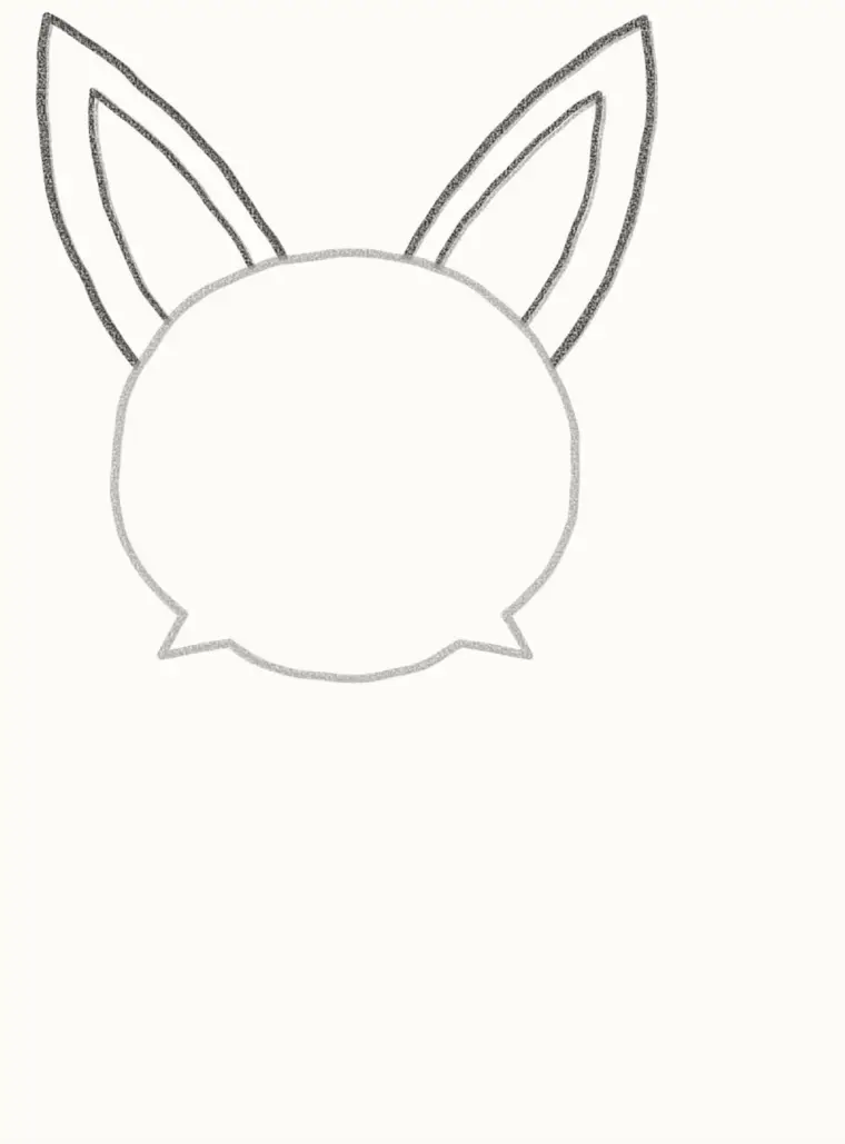 How to Draw a Cartoon Fennec Fox, step 2: add the giant ears