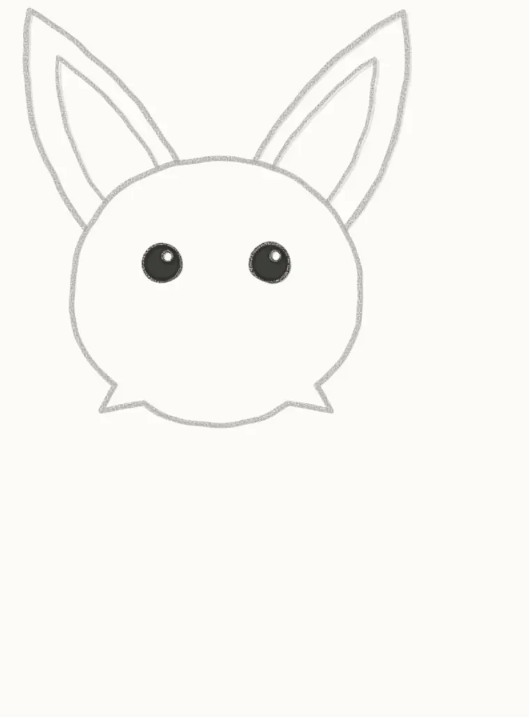 How to Draw a Cartoon Fennec Fox, step 3: draw the eyes