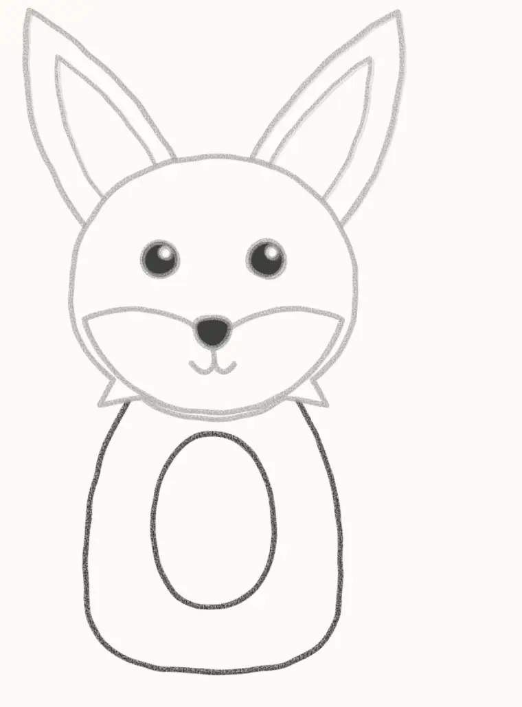 How to Draw a Cartoon Fennec Fox, step 5: draw the body