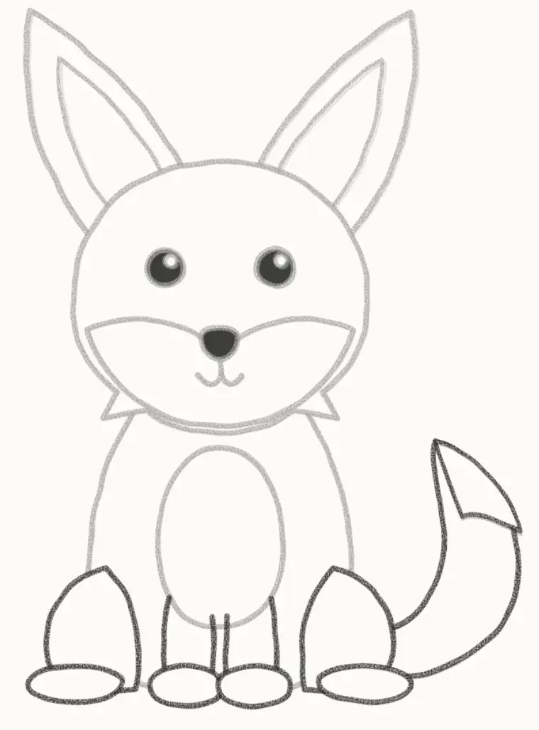 How to Draw a Cartoon Fennec Fox, step 6: add the legs and tail