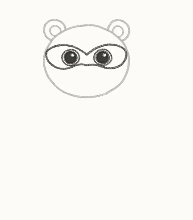 How to Draw a Cartoon Ferret, step 3: draw the mask and eyes