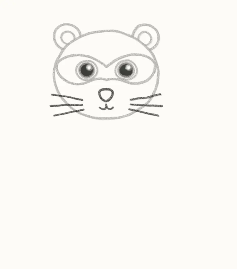 How to Draw a Cartoon Ferret, step 4: draw the nose and whiskers