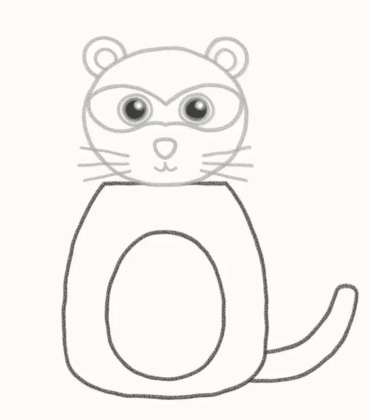 How to Draw a Cartoon Ferret, step 5: draw the body and tail