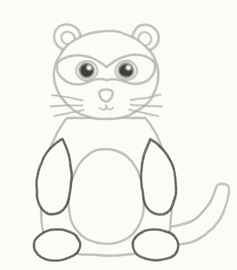How to Draw a Cartoon Ferret, step 6: add the arms and feet