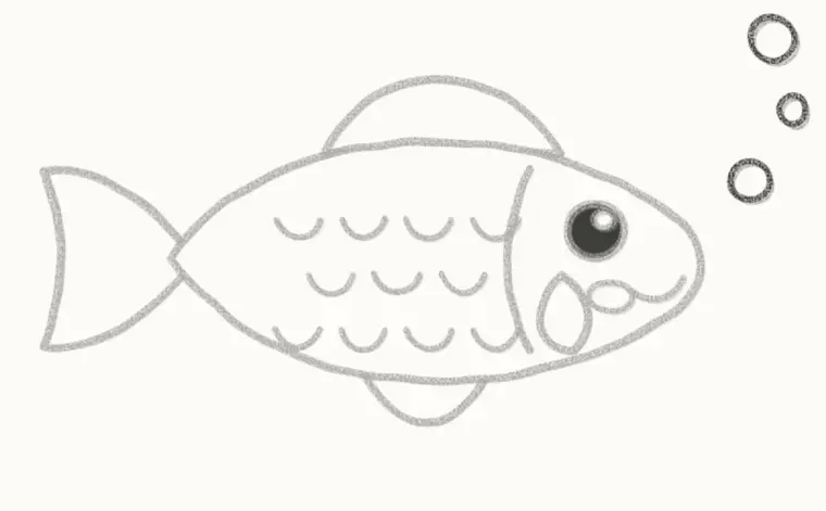 How to Draw a Cartoon Fish, step 6: draw the bubbles