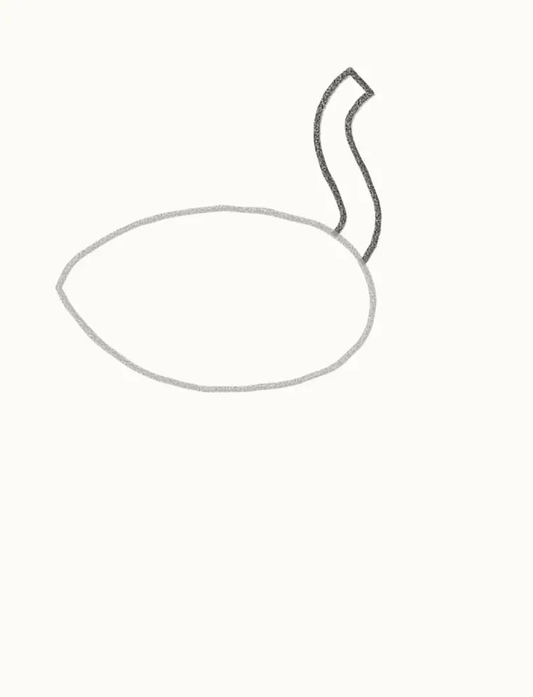 How to Draw a Cartoon Flamingo, step 2: draw the long neck
