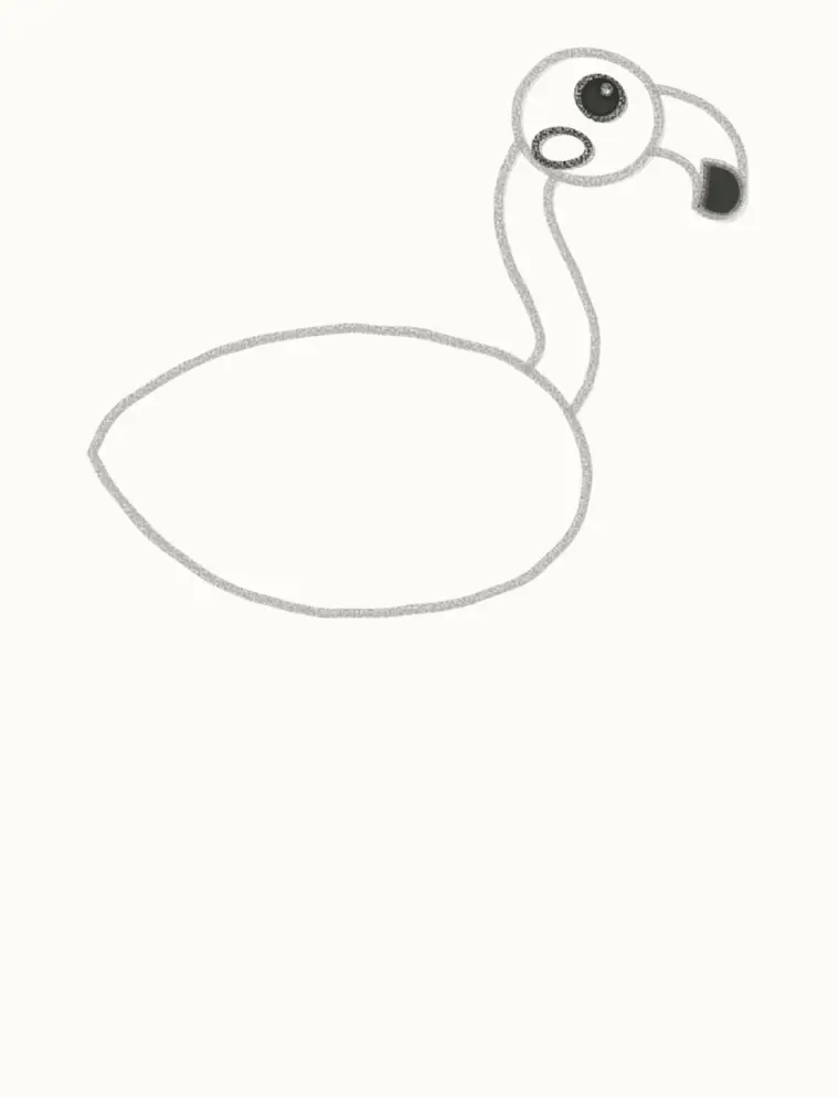 How to Draw a Cartoon Flamingo, step 4: draw the face