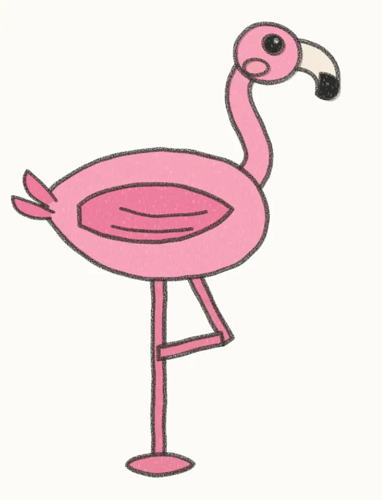 How to Draw a Cartoon Flamingo, step 7 of 7: color your flamingo, pencil drawing