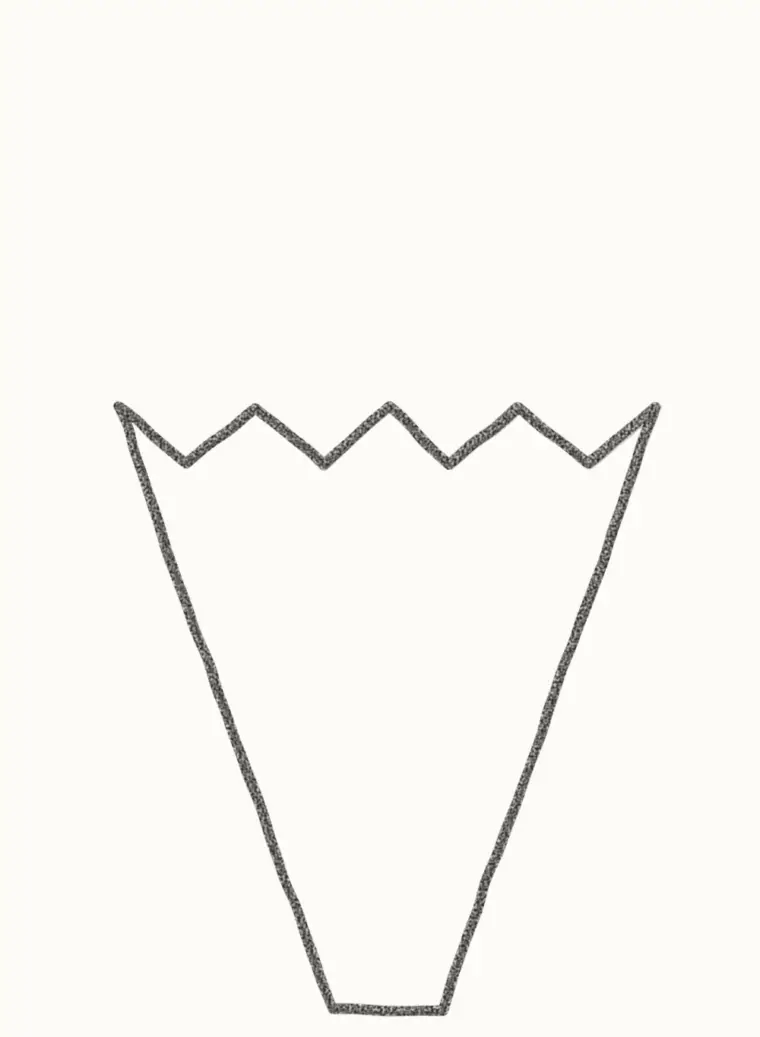 How to Draw a Cartoon Flower Bouquet, step 1: draw the wrapper