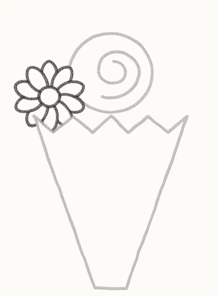 How to Draw a Cartoon Flower Bouquet, step 3: add a daisy