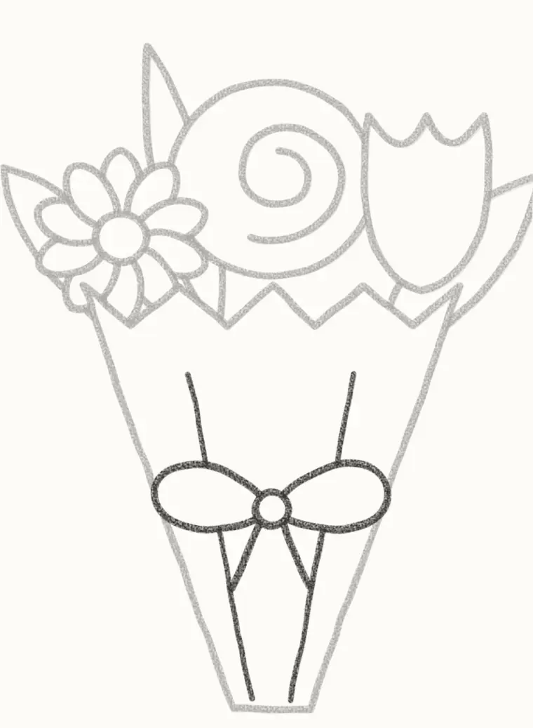 How to Draw a Cartoon Flower Bouquet, step 6: add the bow