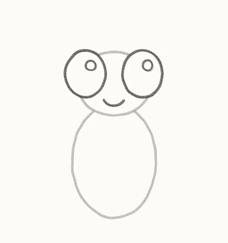 How to Draw a Cartoon Fly, step 3: draw the big eyes