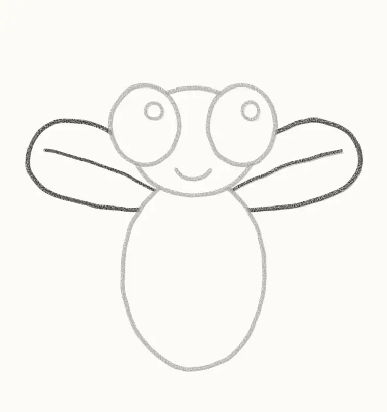 How to Draw a Cartoon Fly, step 4: draw the wings