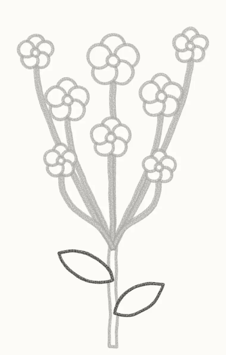 How to Draw a Cartoon Forget Me Not, step 5: add the leaves