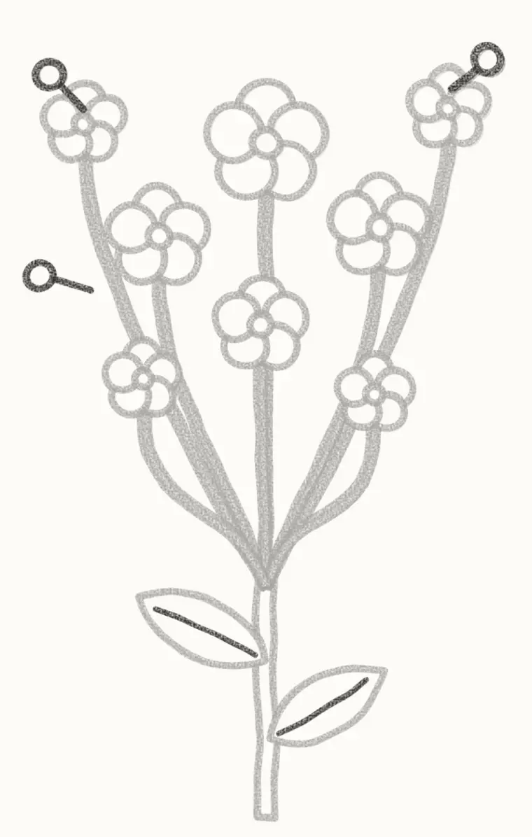 How to Draw a Cartoon Forget Me Not, step 6: add the buds