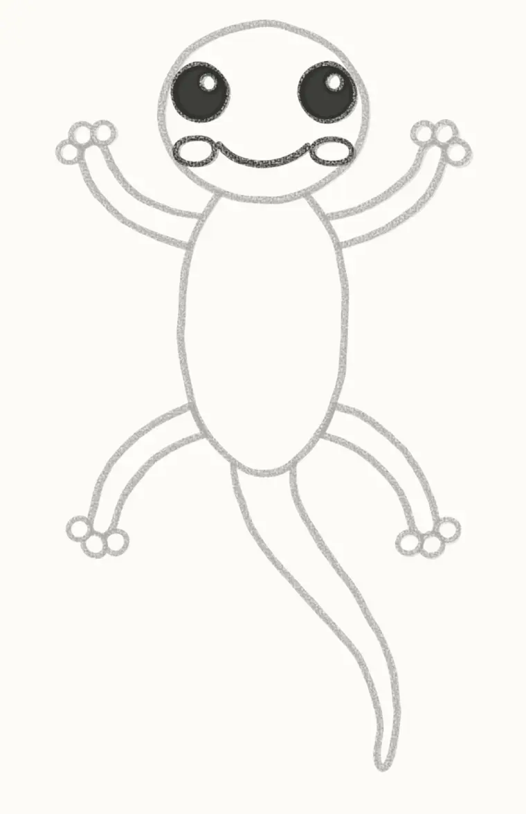 How to Draw a Cartoon Gecko, step 5: draw the face